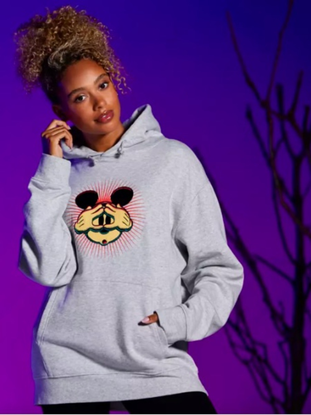 Disney Mickey Mouse Spooky Halloween Hoodie Gray 2X Oversized